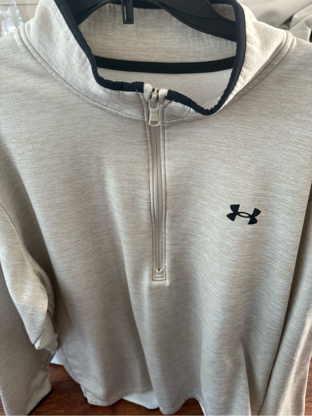 Under Armour Men’s Heather Light Gray Half-Zip Pullover with Black Logo